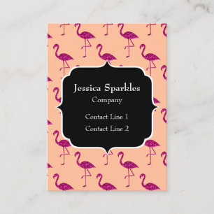 Glänzender Flamingo Rosa Glitter-Muster Monogramm Visitenkarte