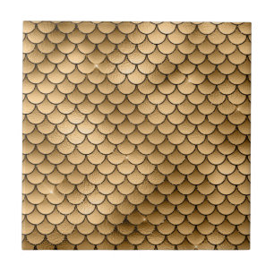 Glänzender funkelnder goldener Bronzefisch Schuppe Fliese