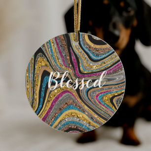 Glänzender Glam glitteriger Mädchen-Marmor-Kunst Keramik Ornament