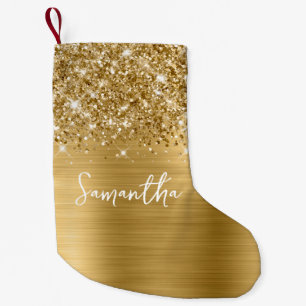 Glänzender Gold Glam Name Kleiner Weihnachtsstrumpf