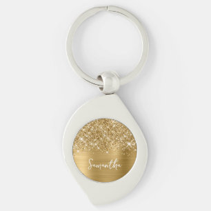 Glänzender Gold Glam Name Schlüsselanhänger