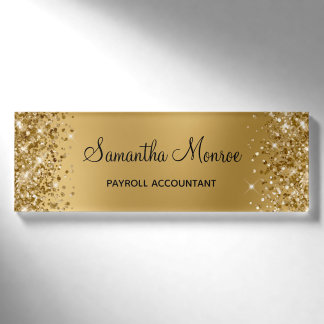 Glänzender Goldener Schimmer Namenschild