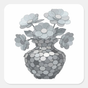 Glänzender grauer abstrakter Stickerdruck Quadratischer Aufkleber