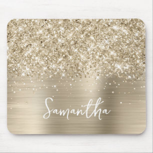Glänzender Hellgold Glam Name Mousepad