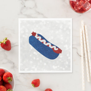 Glänzender Hot Dog 4. Juli Serviette