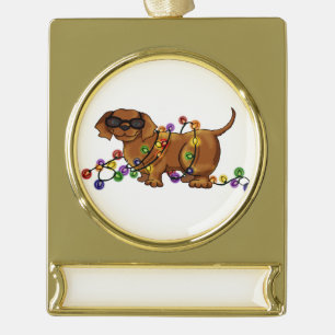 Glänzender Hund Banner-Ornament Gold