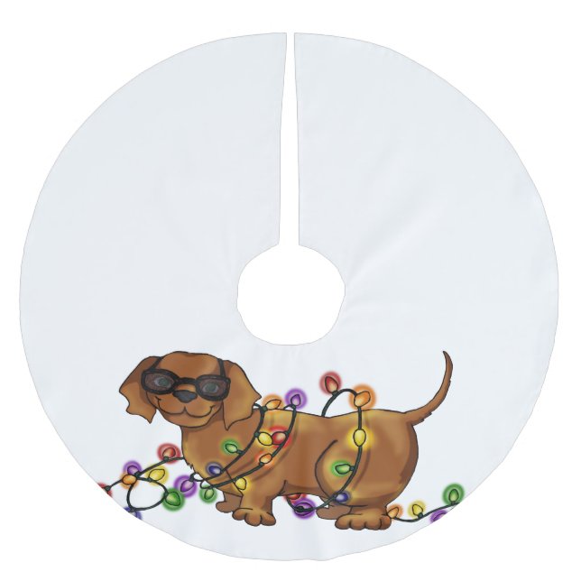 Glänzender Hund Polyester Weihnachtsbaumdecke (Vorderseite)