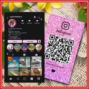 Glänzender Instagram-LUXUS-QR-Code in Rosa Visitenkarte
