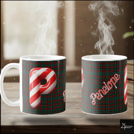Glänzender kandierter Streifen-Weihnachtsbuchstabe Kaffeetasse