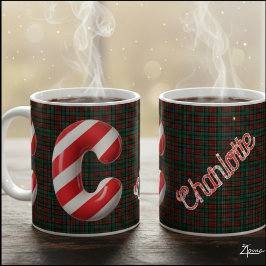 Glänzender kandierter Streifen-Weihnachtsbuchstabe Kaffeetasse