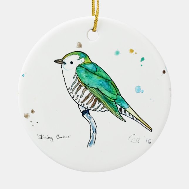 Glänzender Kuckuck Keramik Ornament (Vorne)