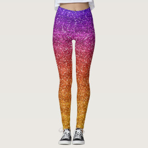 Glänzender lila und orangefarbener Gradient Glitte Leggings
