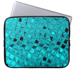 Glänzender metallischer Girly aquamariner Laptopschutzhülle