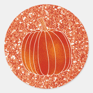 Glänzender Orange Herbst-Kürbis Glitter Party Favo Runder Aufkleber