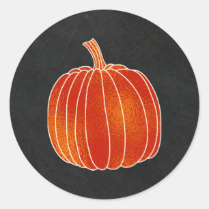 Glänzender Orange Herbst-Kürbis-Schiefertafel-Part Runder Aufkleber
