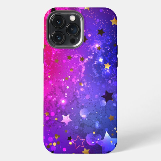Glänzender rosa blauer Hintergrund iPhone 13 Pro Max Hülle (Rückseite)