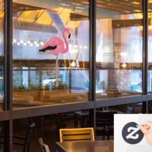 Glänzender rosa Flamingo Strand Weihnachten Fensteraufkleber