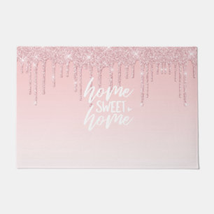 Glänzender rosa Tropfeneffekt Home Sweet Home Fußmatte