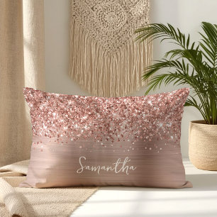 Glänzender Roségold Glamour Schriftname Lendenkissen