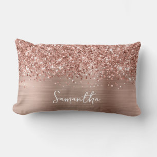 Glänzender Roségold Glamour Schriftname Lendenkissen
