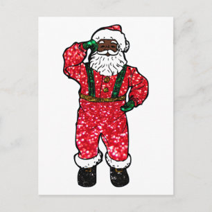 glänzender schwarzer Weihnachtsmann Feiertagspostkarte