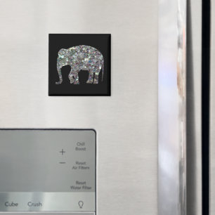 Glänzender silberner Mosaik-Glitzer-Elefant Magnet