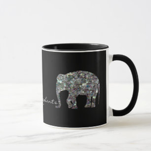 Glänzender silberner Mosaik-glitzer Elefant Tasse