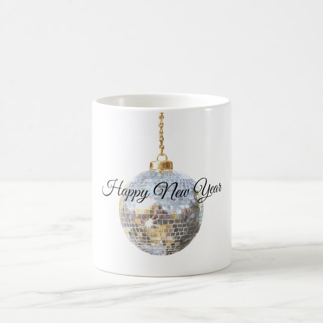 Glänzender Silberner Neujahrsball Kaffeetasse (Mittel)