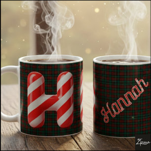 Glänzender Streifen-Weihnachtsbuchstabe H in Form  Kaffeetasse