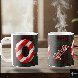 Glänzender Streifen-Weihnachtsbuchstabe O in Form Kaffeetasse
