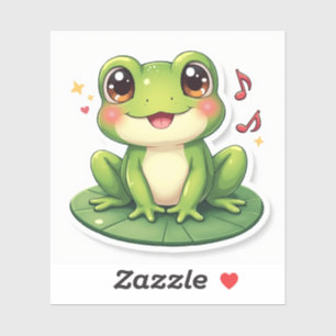 Glänzender Wangenfrosch – Kawaii-Sticker-Charm Aufkleber
