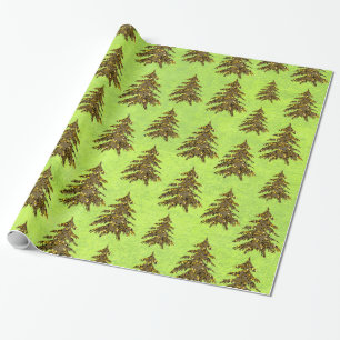 Glänzender Weihnachtsbaum auf abstraktem grünem Pa Geschenkpapier