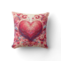 Glänzender Wirbel Rosa Herz Wurfkissen