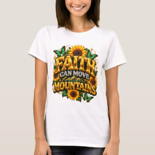 Glänzendes 3D-Puffy-Faith-Can-Move-Mountains-Fraue T-Shirt