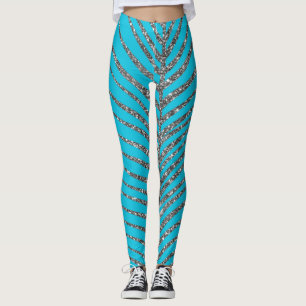 Glänzendes Aquablau Glitter Leggings
