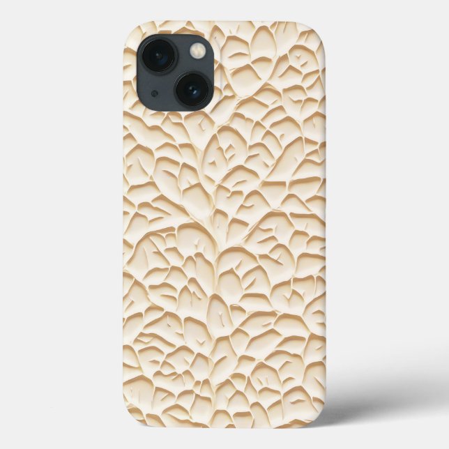 Glänzendes Beige-iPhone-Case mit texturierter Reli Case-Mate iPhone Hülle (Rückseite)