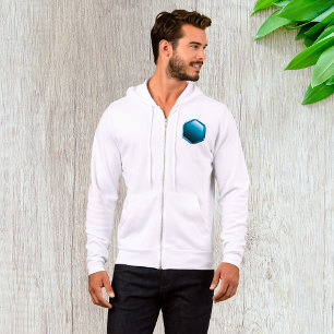 Glänzendes blaues Sechseck-Icon Moderne Geometrie Hoodie