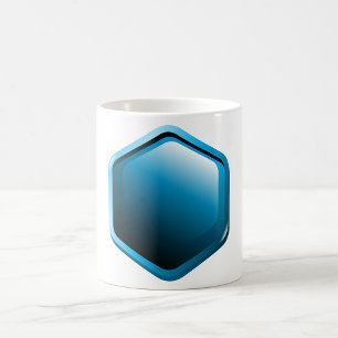 Glänzendes blaues Sechseck-Icon Moderne Geometrie Kaffeetasse