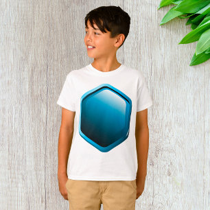 Glänzendes blaues Sechseck-Icon Moderne Geometrie T-Shirt
