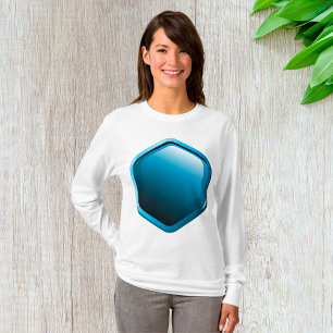 Glänzendes blaues Sechseck-Icon Moderne Geometrie T-Shirt
