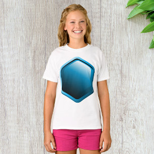 Glänzendes blaues Sechseck-Icon Moderne Geometrie T-Shirt