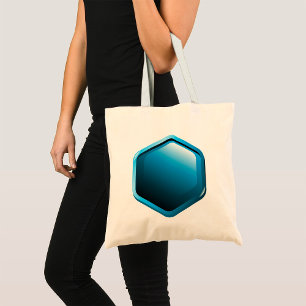Glänzendes blaues Sechseck-Symbol moderne Geometri Tragetasche