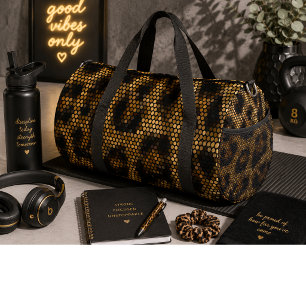 Glänzendes braunes Leopardenmuster Duffle Bag