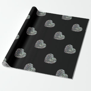 Glänzendes, farbenfrohes, silbernes Mosaik-Herzmus Geschenkpapier