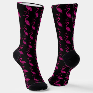 Glänzendes Flamingo Rosa Glitter-Muster schwarz Socken