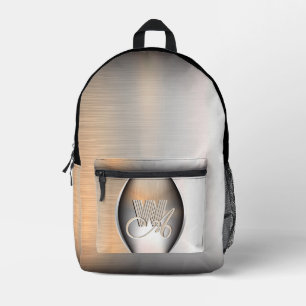 Glänzendes, gebürstetes Stahlmonogramm Bedruckter Rucksack