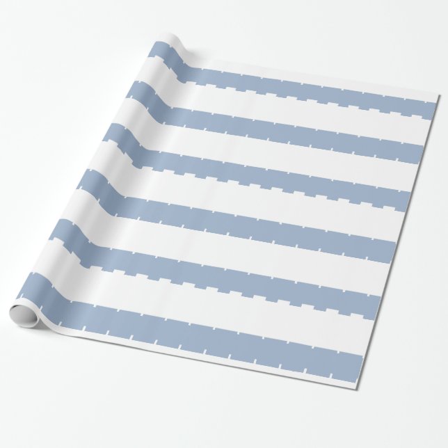 Glänzendes Geschenkpapier Blau-Weiß gestreift (Ungerollt)