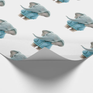 Glänzendes Geschenkpapier Blauer Elefant