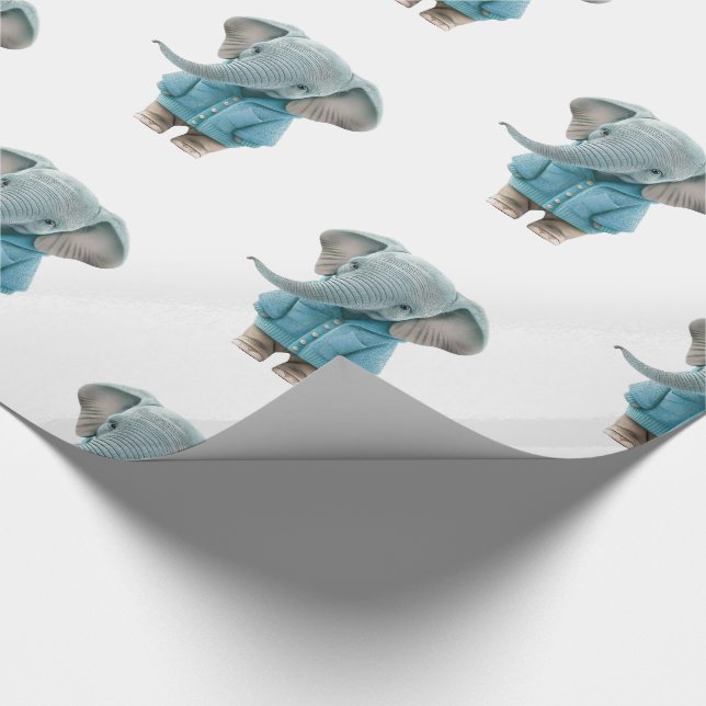 Glänzendes Geschenkpapier Blauer Elefant  (Ecke)