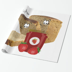 Glänzendes Geschenkpapier, Erdbeermarmeladen-Toast Geschenkpapier